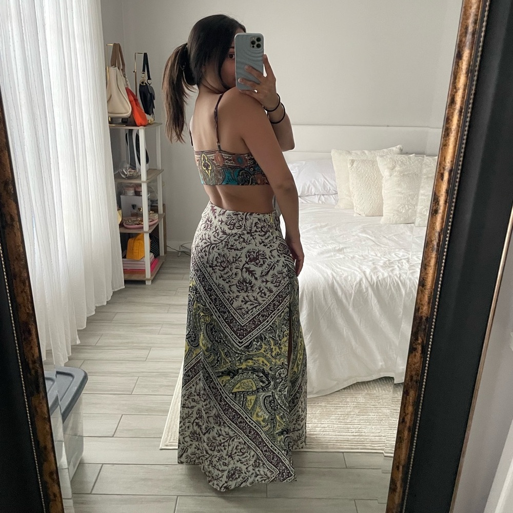 Free People Ingrid Midi Dress Daylight Combo Paisley Cutout Dress Size 4 - Picture 5 of 5